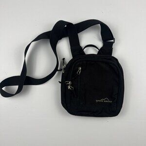 Eddie Bauer Crossbody Bag Black Nylon Canvas Travel Adjustable Strap Simple